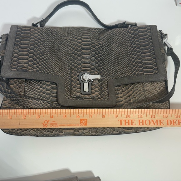 Juicy Couture 100% Goat Sheep Cow Suede Leather Snake Embossed Handbag **STAIN** - Picture 4 of 11